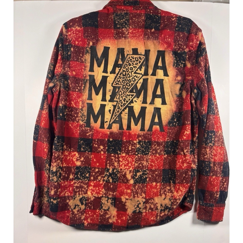 American Eagle‎ Vintage  Custom Mama Bleached Plaid Flannel Shirt womens Med